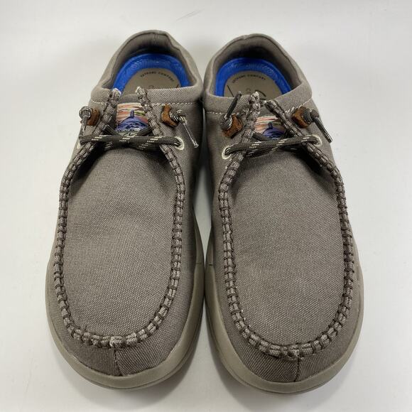 Clarks Driftlite Surf Shoes Slip On Gray Canvas Mule Mens Size 13 Step In - Picture 3 of 9